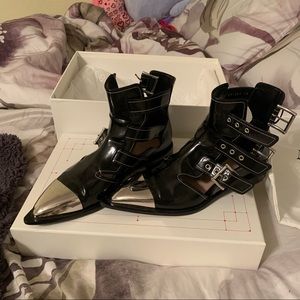 Black Alexander McQueen Cage boots. Will fit Womens 9, Mens 7.